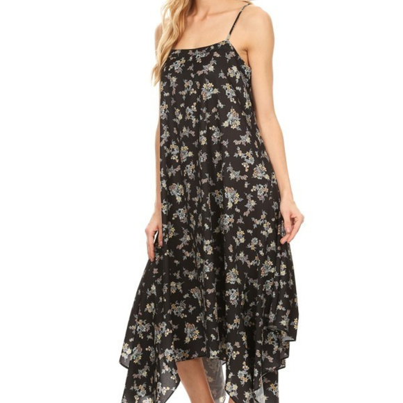 Strappy maxi Dresss with Handkerchief Hem Line - Picture 1 of 4